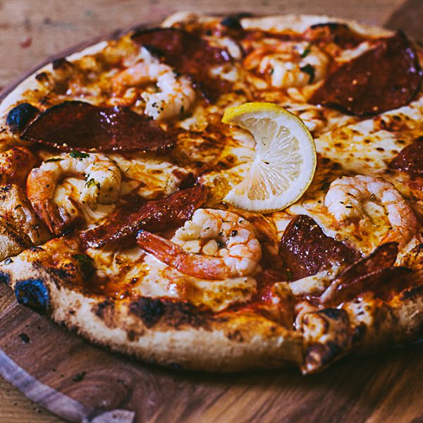 Prawn-Hot Salami Pizza