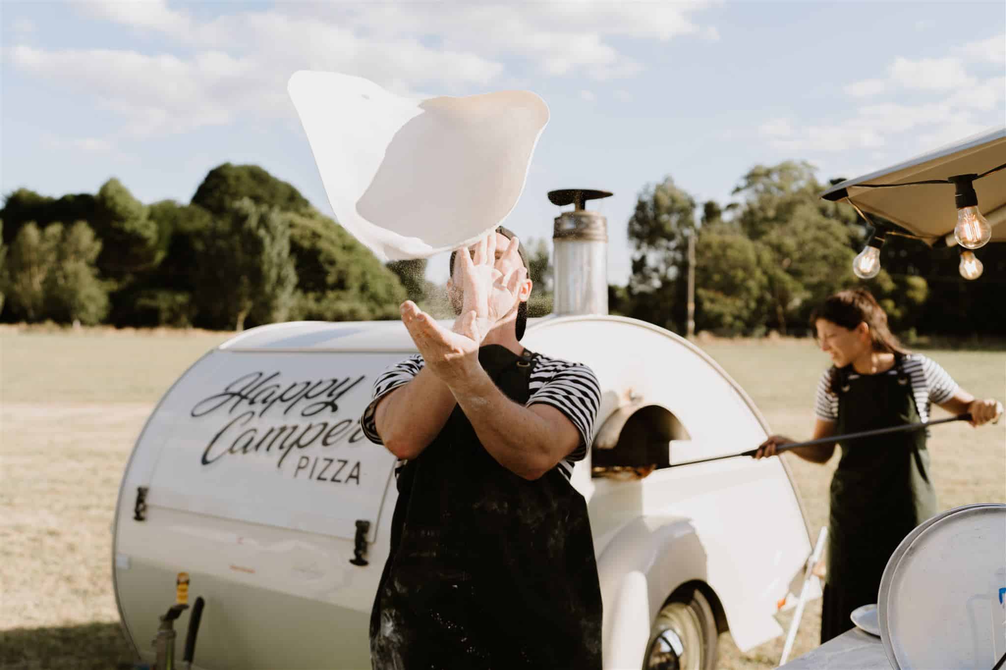 Gwyneth vintage teardrop pizza truck at Melbourne event